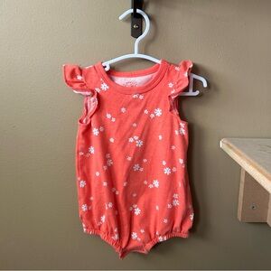 Cat & Jack Coral Baby Romper with White Flowers